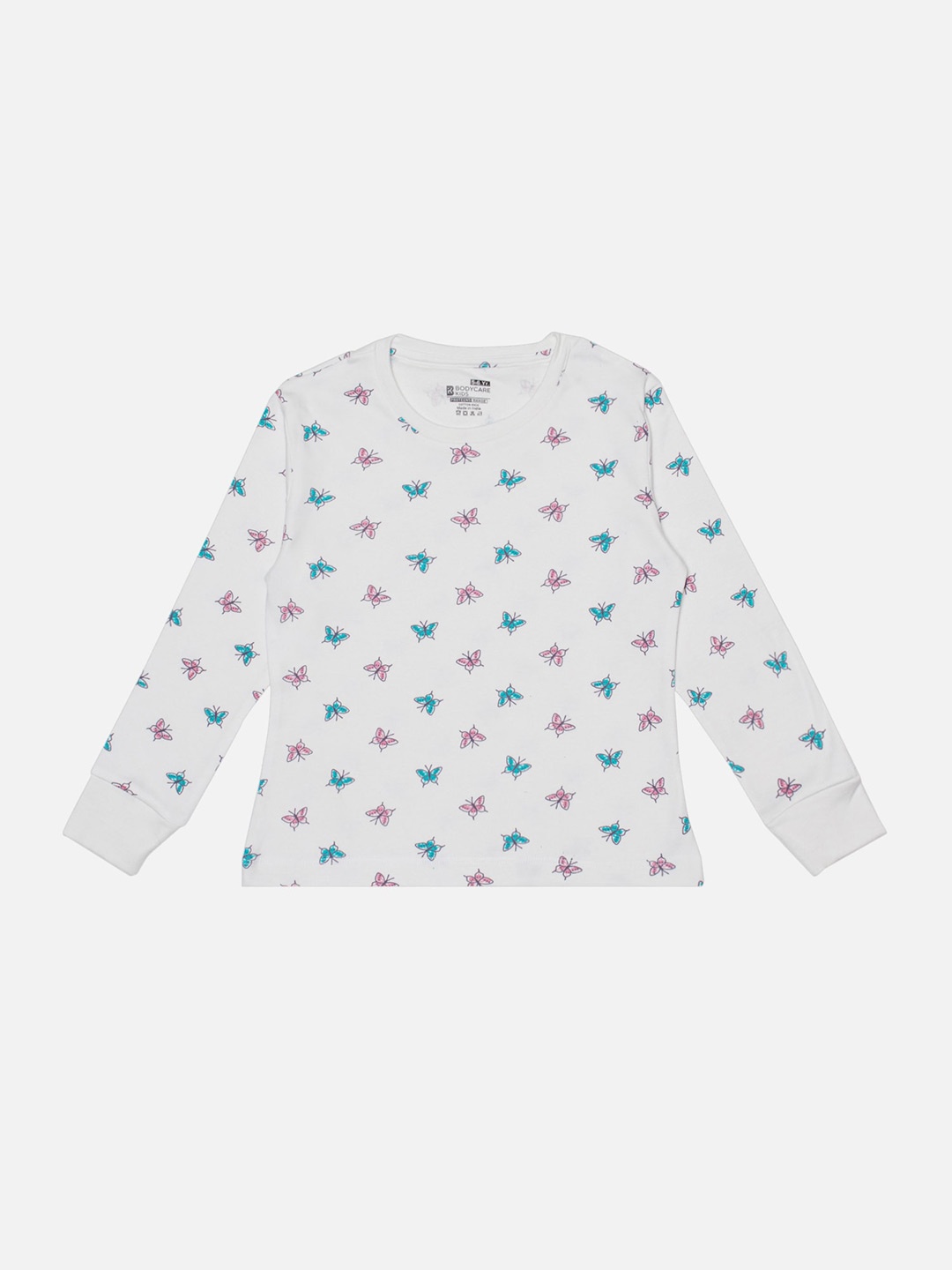 

Bodycare Girls Conversational Printed Round Neck Long Sleeves Cotton T-shirt, White