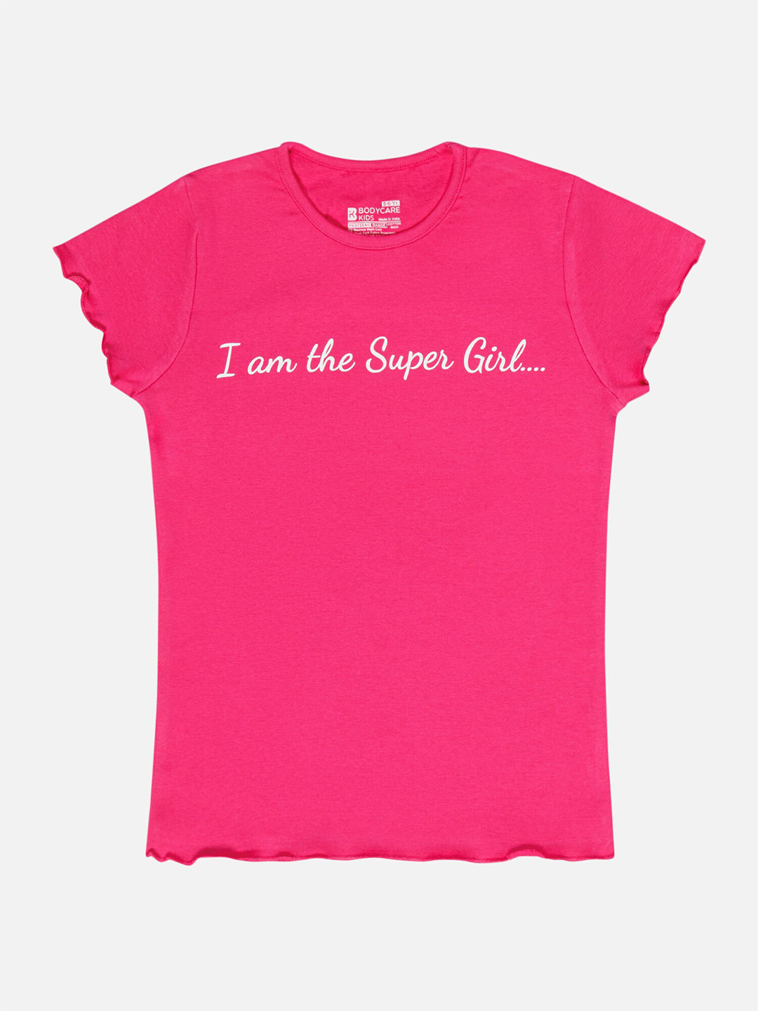 

Bodycare Girls Typography Printed Cotton T-shirt, Fuchsia