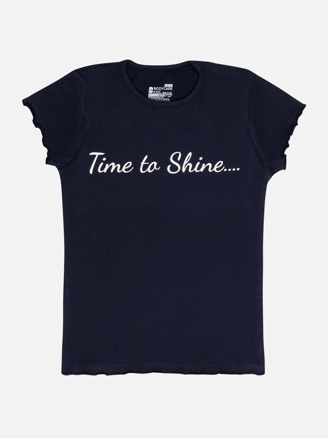 

Bodycare Girls Typography Printed Extended Sleeves T-shirt, Navy blue