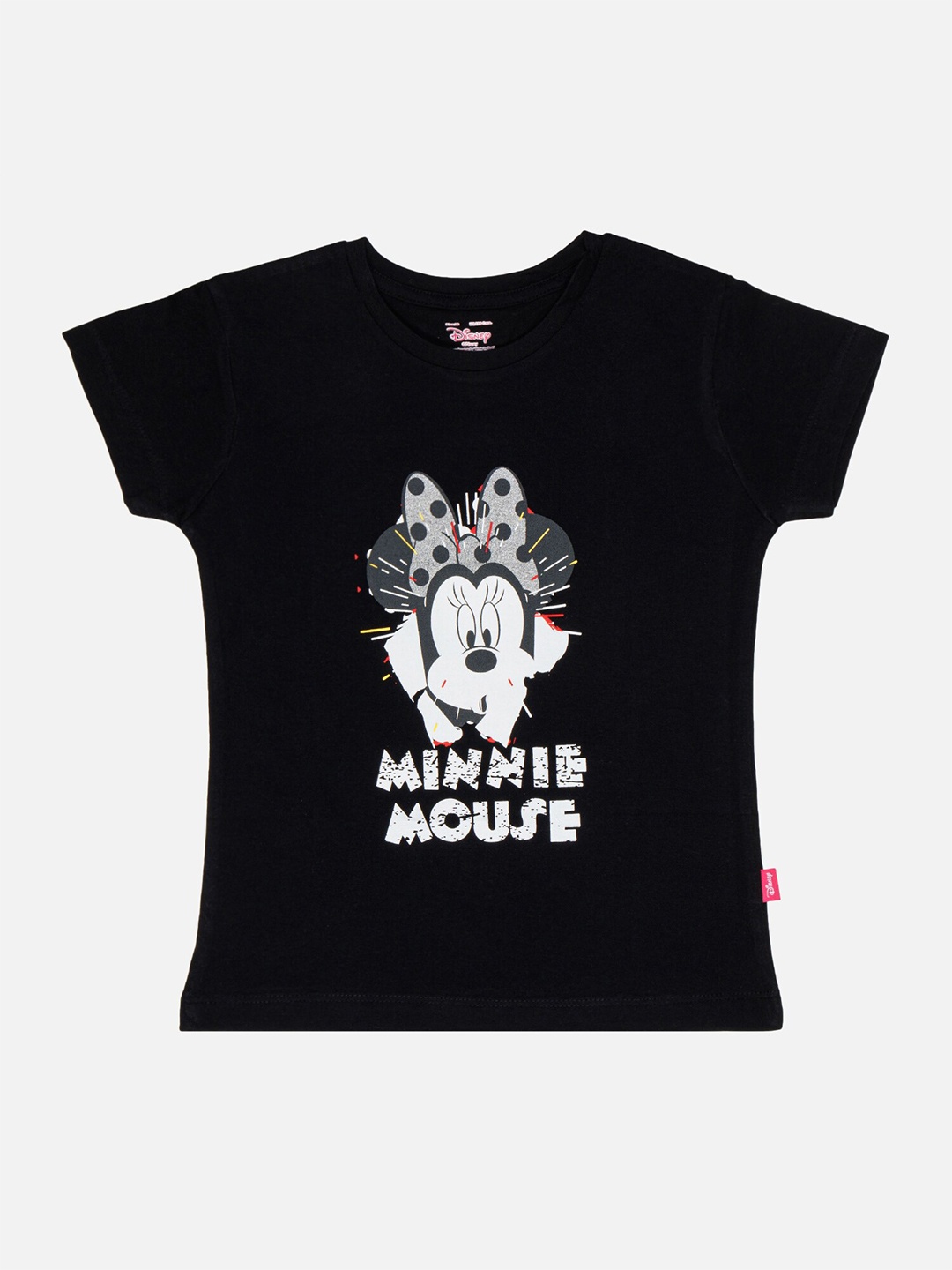 

Bodycare Girls Minnie & Friends Printed Round Neck Cotton T-shirt, Black