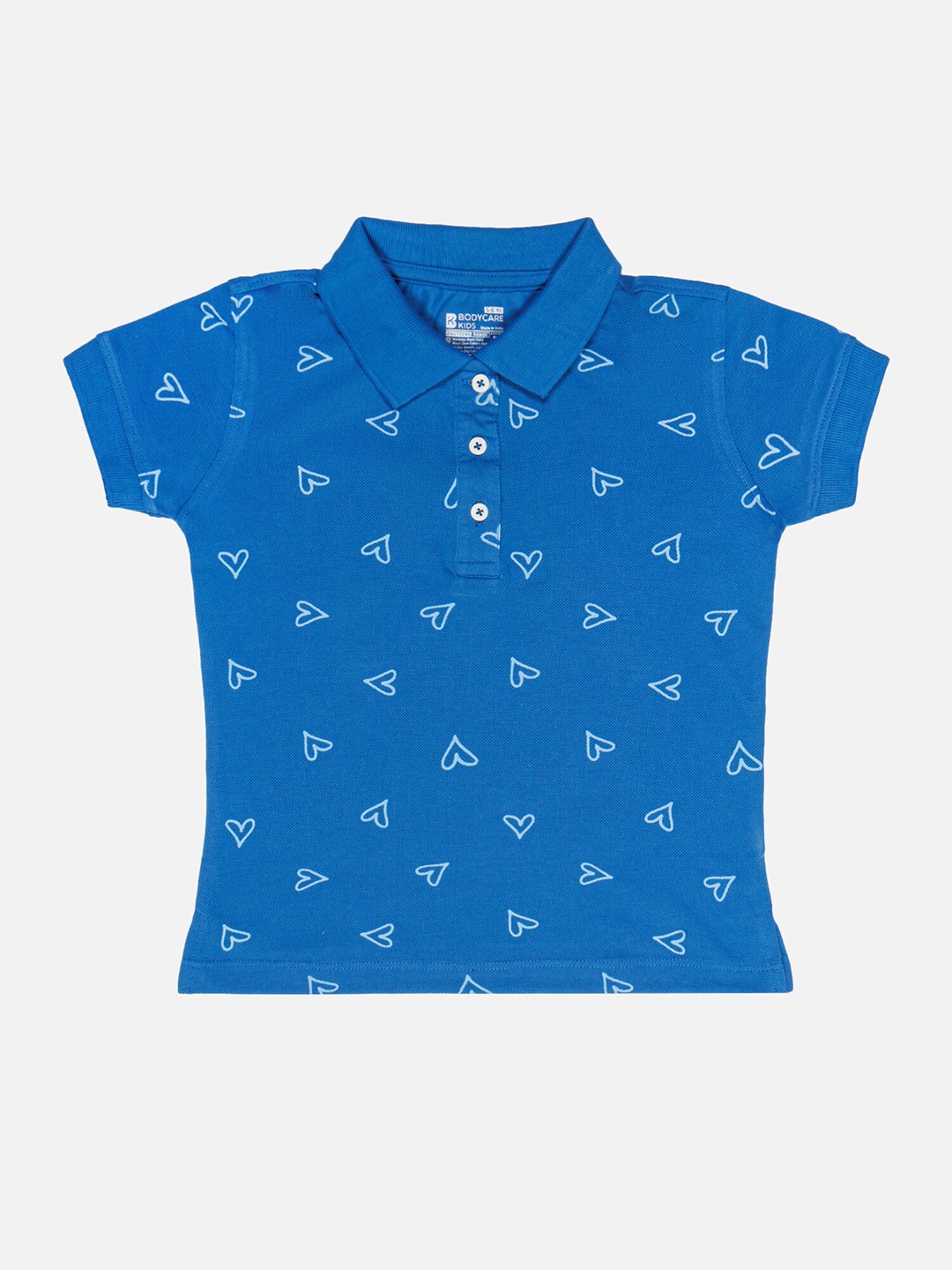 

Bodycare Girls Printed Polo Collar Cotton T-shirt, Blue
