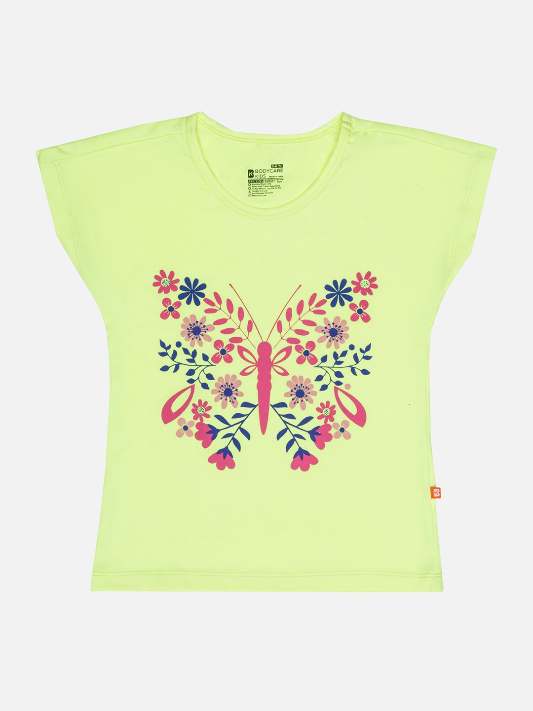 

Bodycare Girls Floral Printed Extended Sleeves Cotton T-shirt, Green