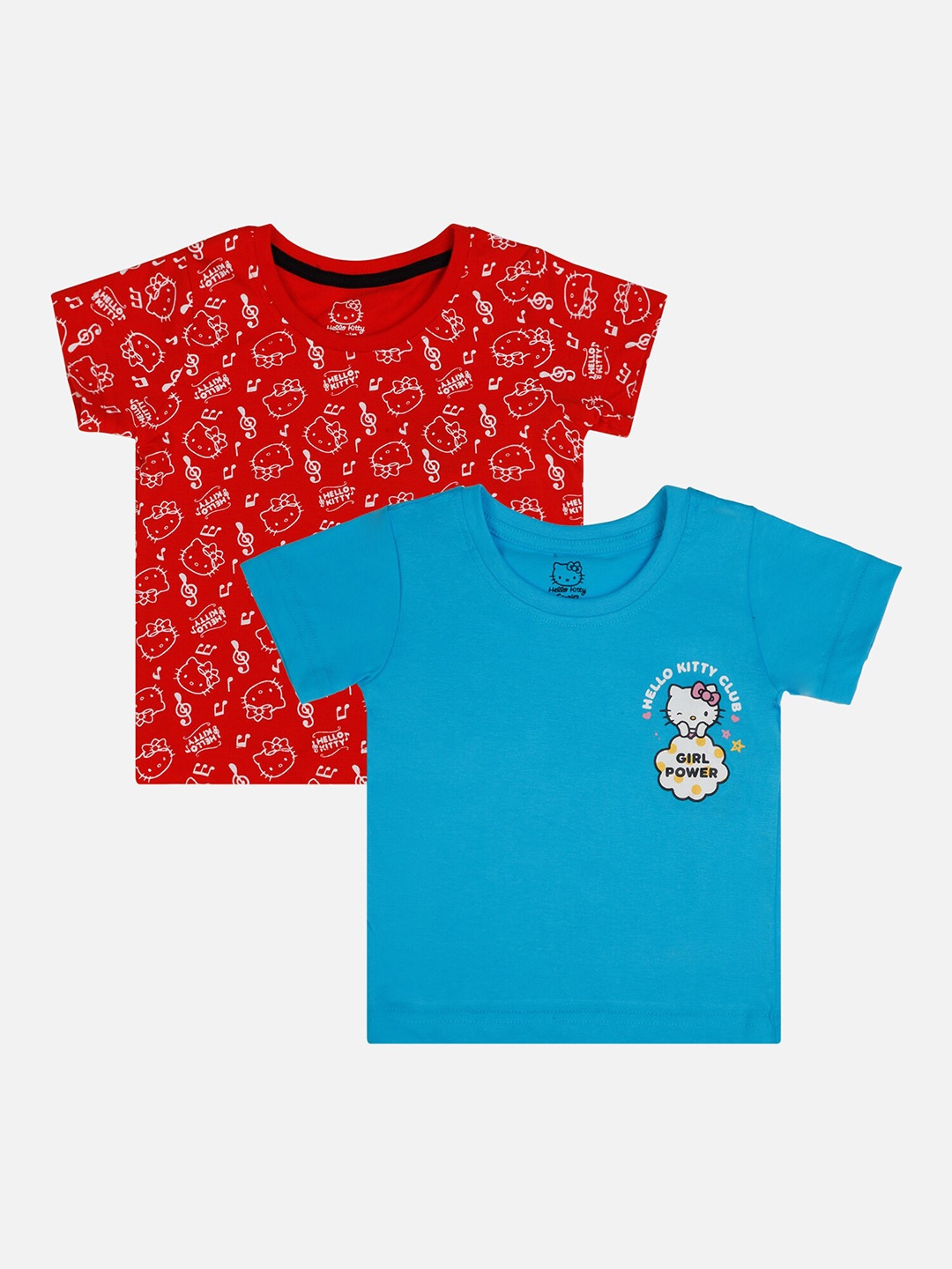 

Bodycare Girls Pack Of 2 Floral Printed Cotton T-shirts, Red