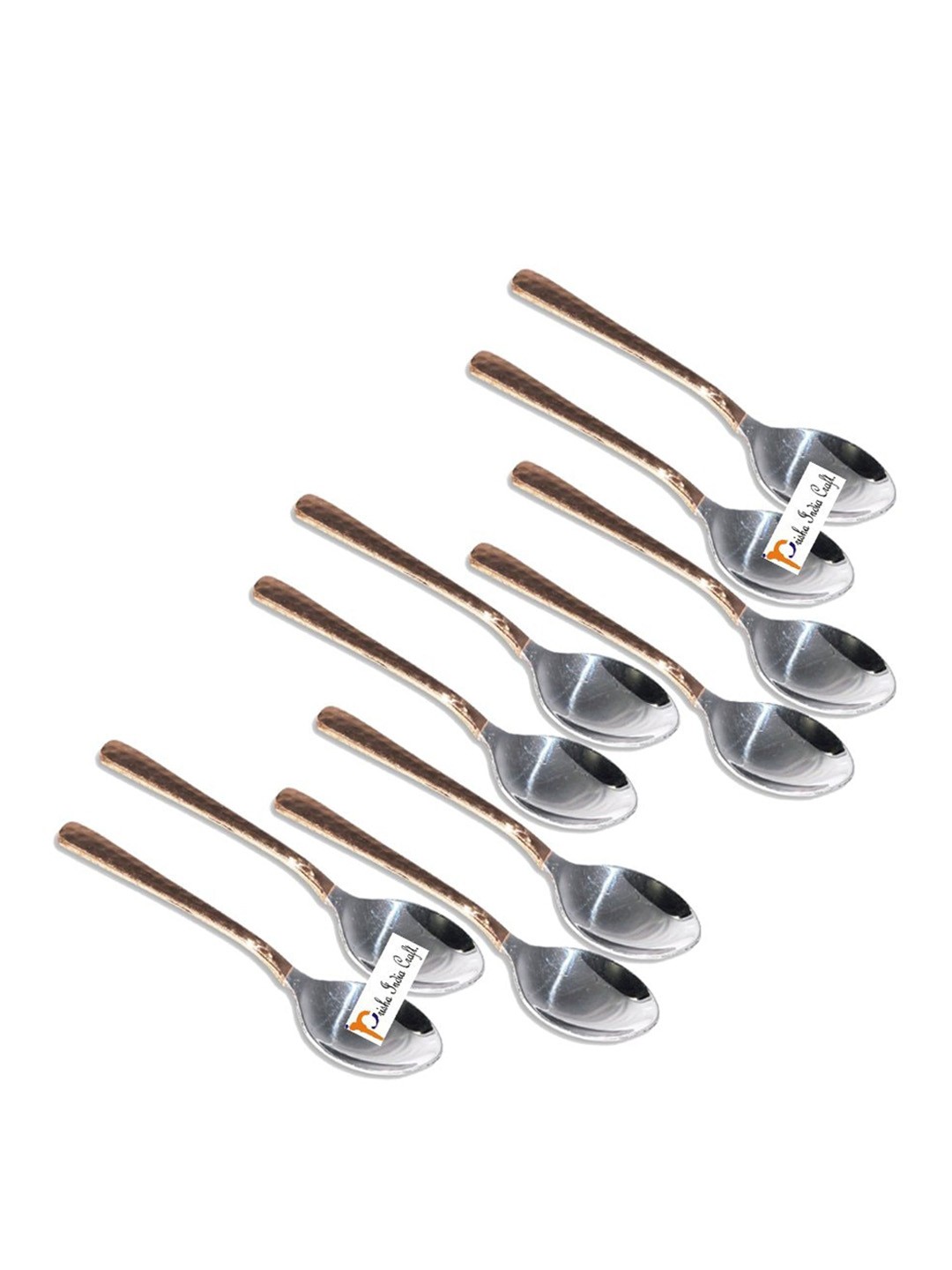 

PRISHA INDIA CRAFT Set Of 10 Brown Stainless Steel Dessert Spoons
