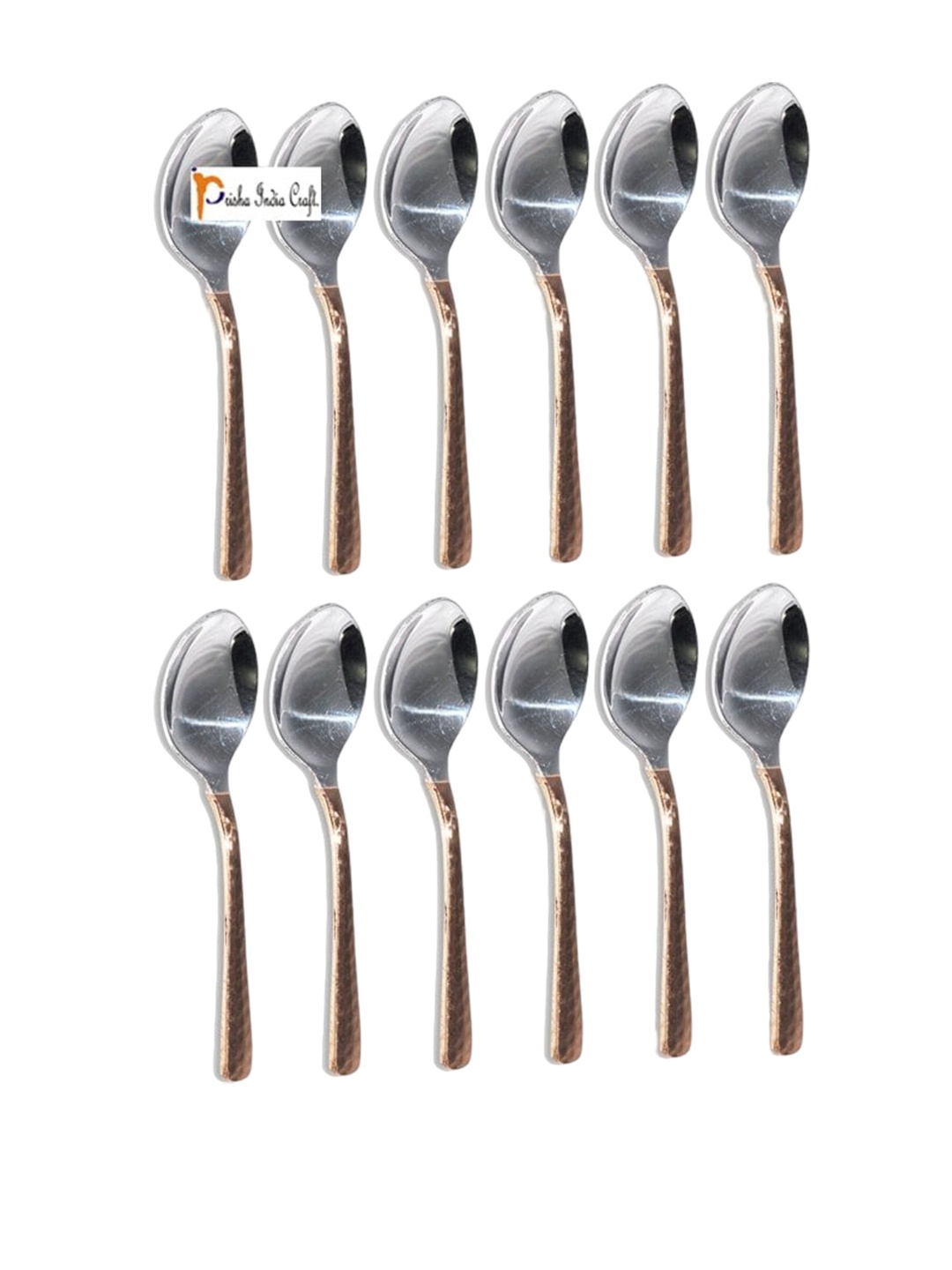 

PRISHA INDIA CRAFT Set Of 12 Brown Stainless Steel Dessert Spoons