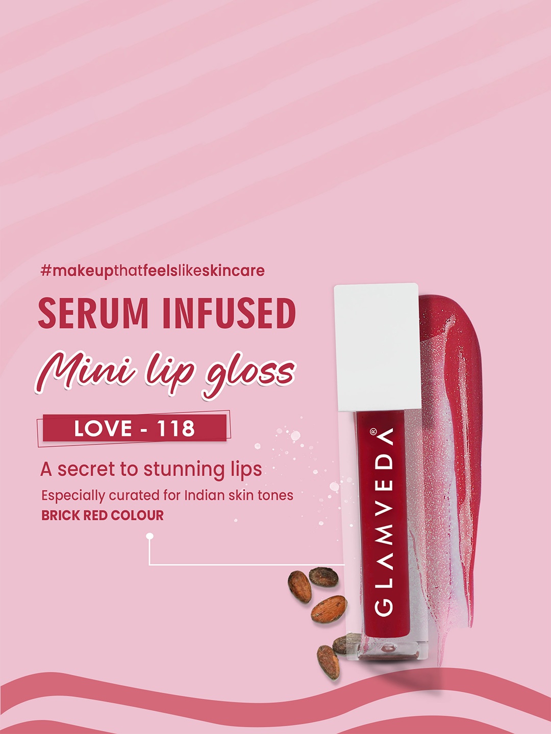 

GLAMVEDA X Rashami Desai Mini Serum Infused Lip Gloss with Vitamin E 1.2ml - Love 118, Red