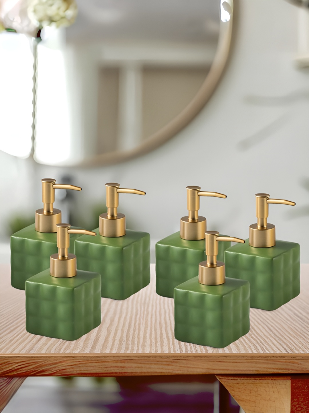 

The Better Home Green 6 Pcs Textured Ceramic Soap Dispenser 220ml