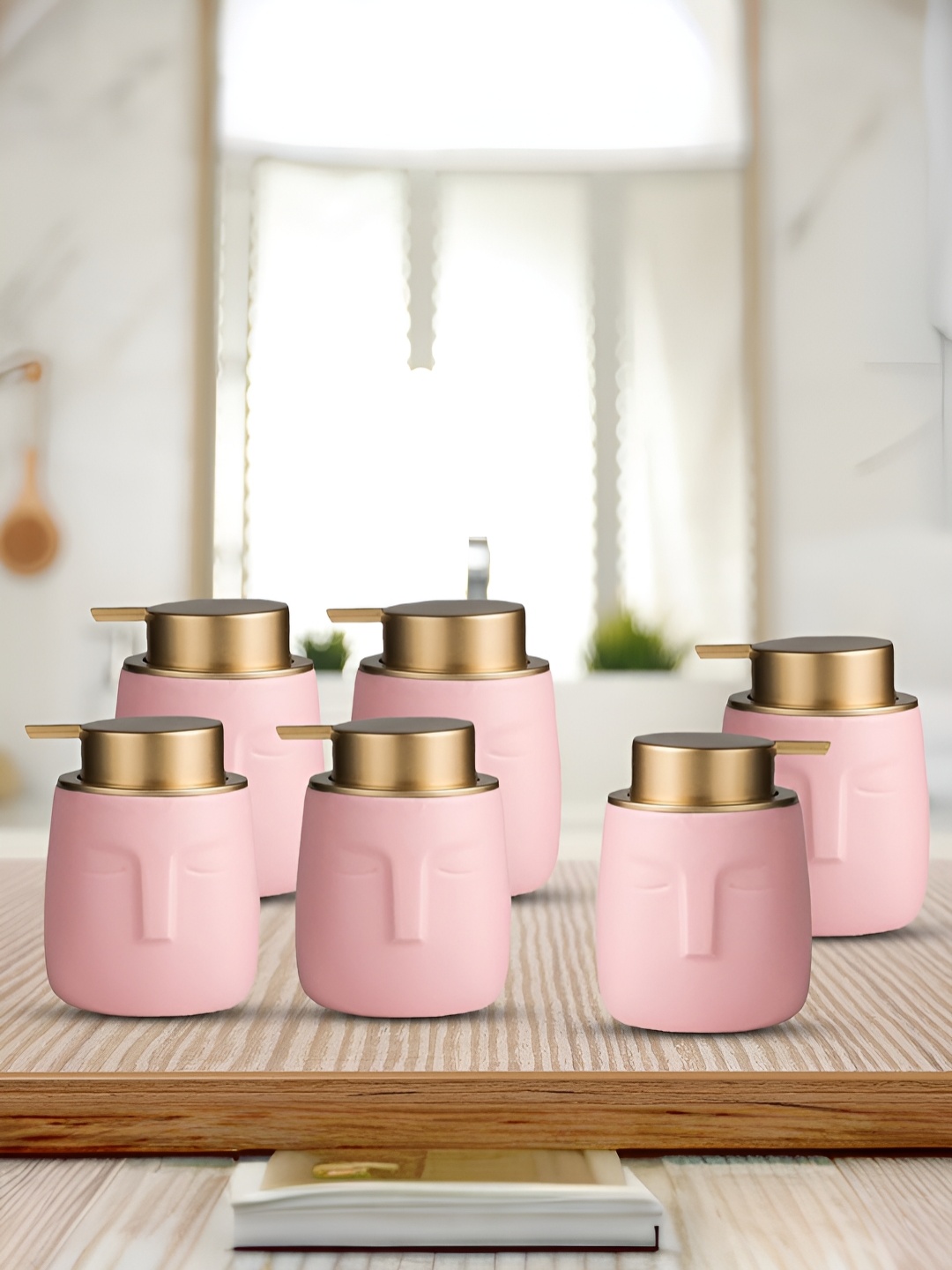 

The Better Home Pink 6 Pcs Ceramic Soap Dispenser 350ml