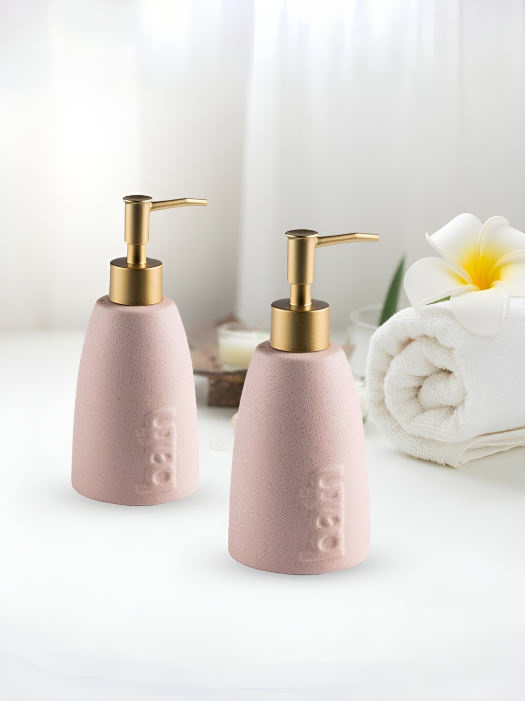 

The Better Home Pink 2 Pcs Ceramic Soap Dispenser 320ml
