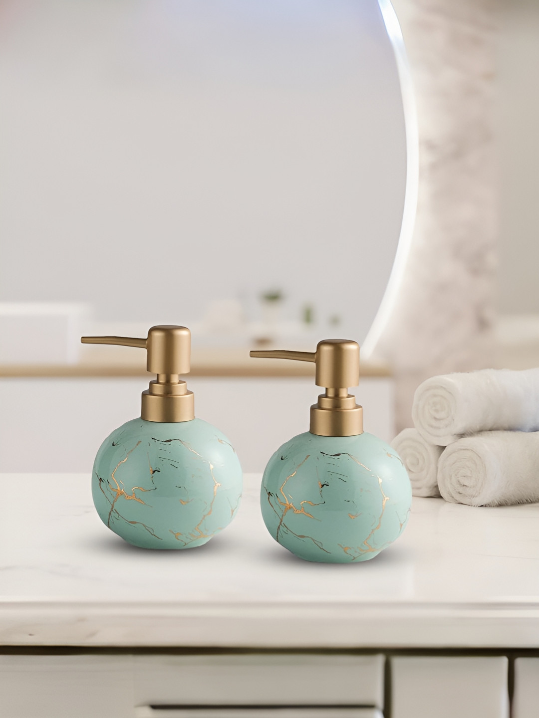 

The Better Home Blue 2 Pcs Ceramic Soap Dispenser 300ml