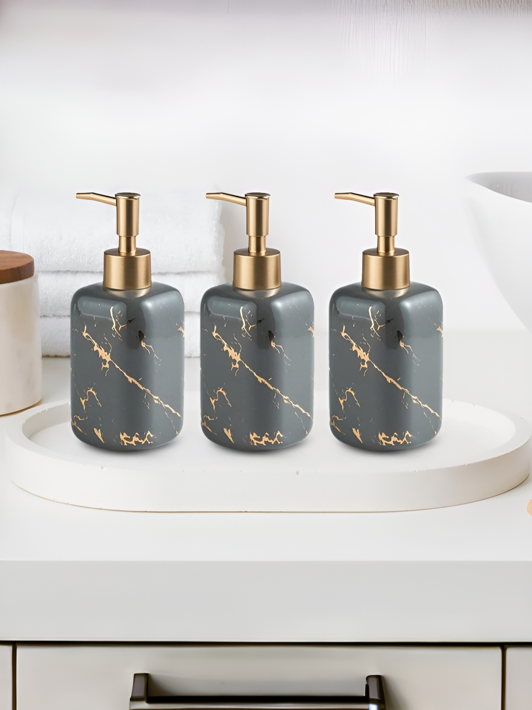 

The Better Home Grey 3 Pcs Ceramic Soap Dispenser 300ml