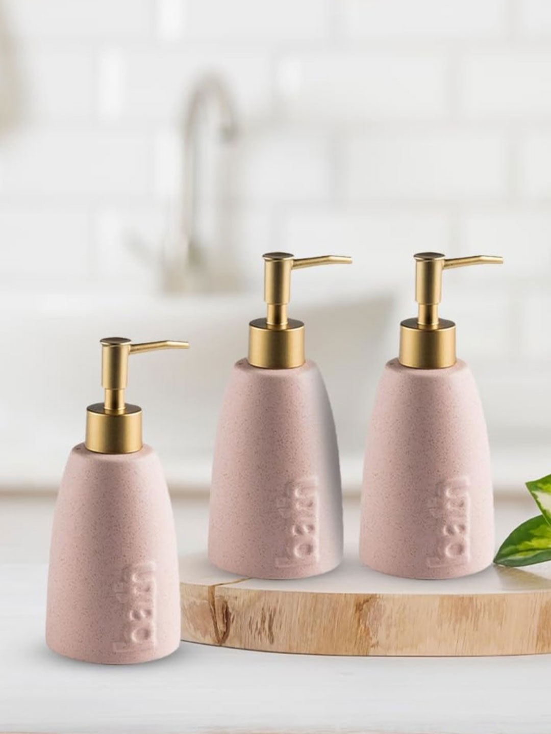 

The Better Home Pink 3 Pcs Ceramic Soap Dispenser 320ml