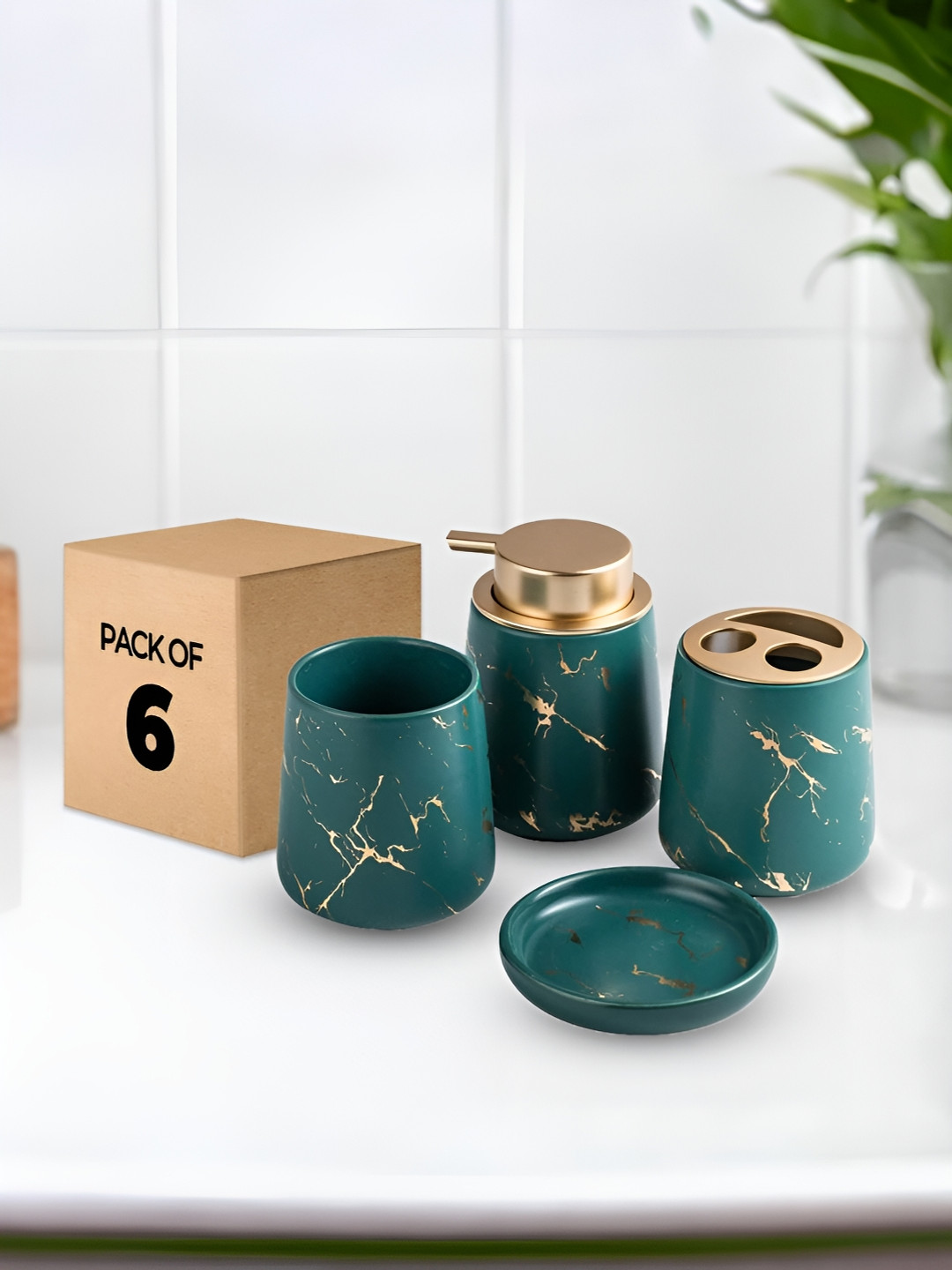 

The Better Home Green 4 Pcs Ceramic Soap Dispenser