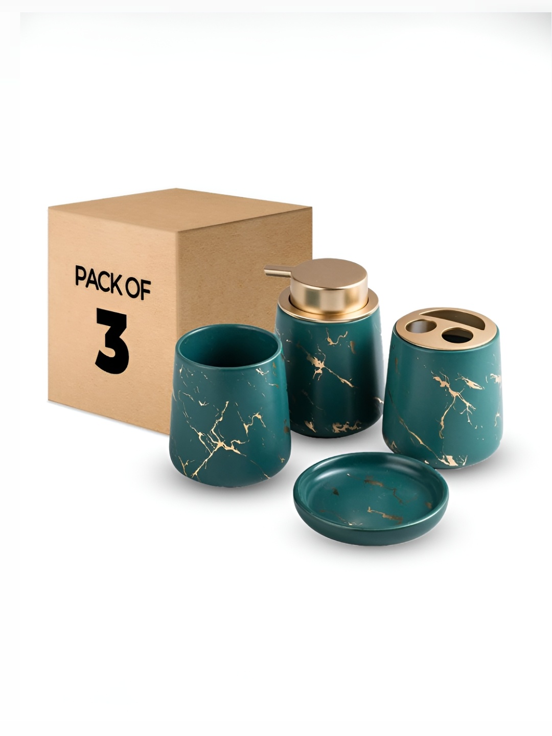 

The Better Home Green 4 Pcs Ceramic Bath Accessories Set