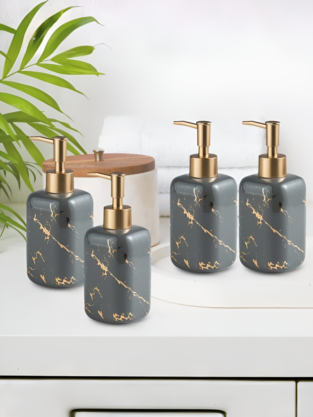 

The Better Home Grey 4 Pcs Ceramic Soap Dispenser 300ml