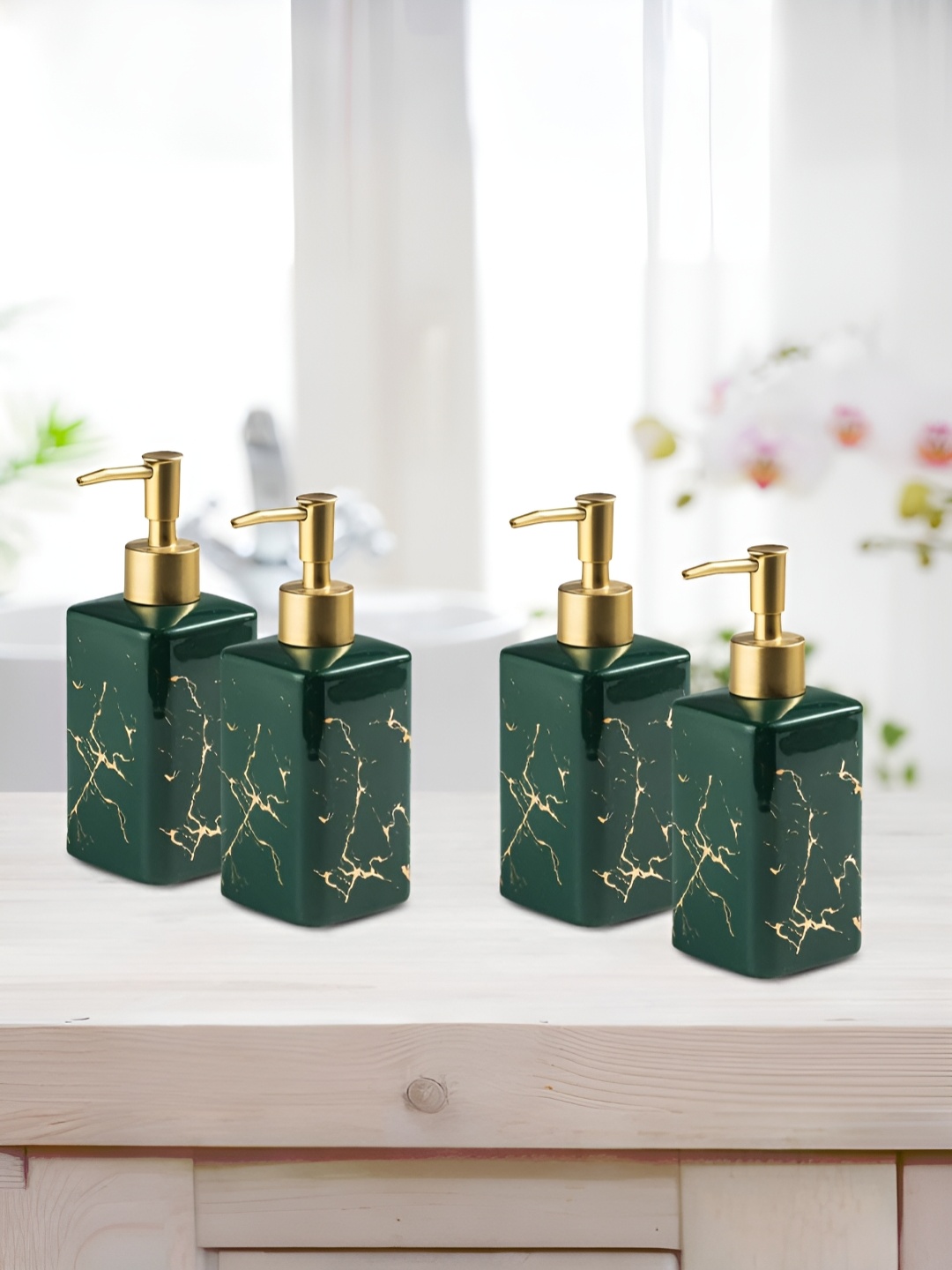 

The Better Home Green 4 Pcs Ceramic Soap Dispenser 320ml