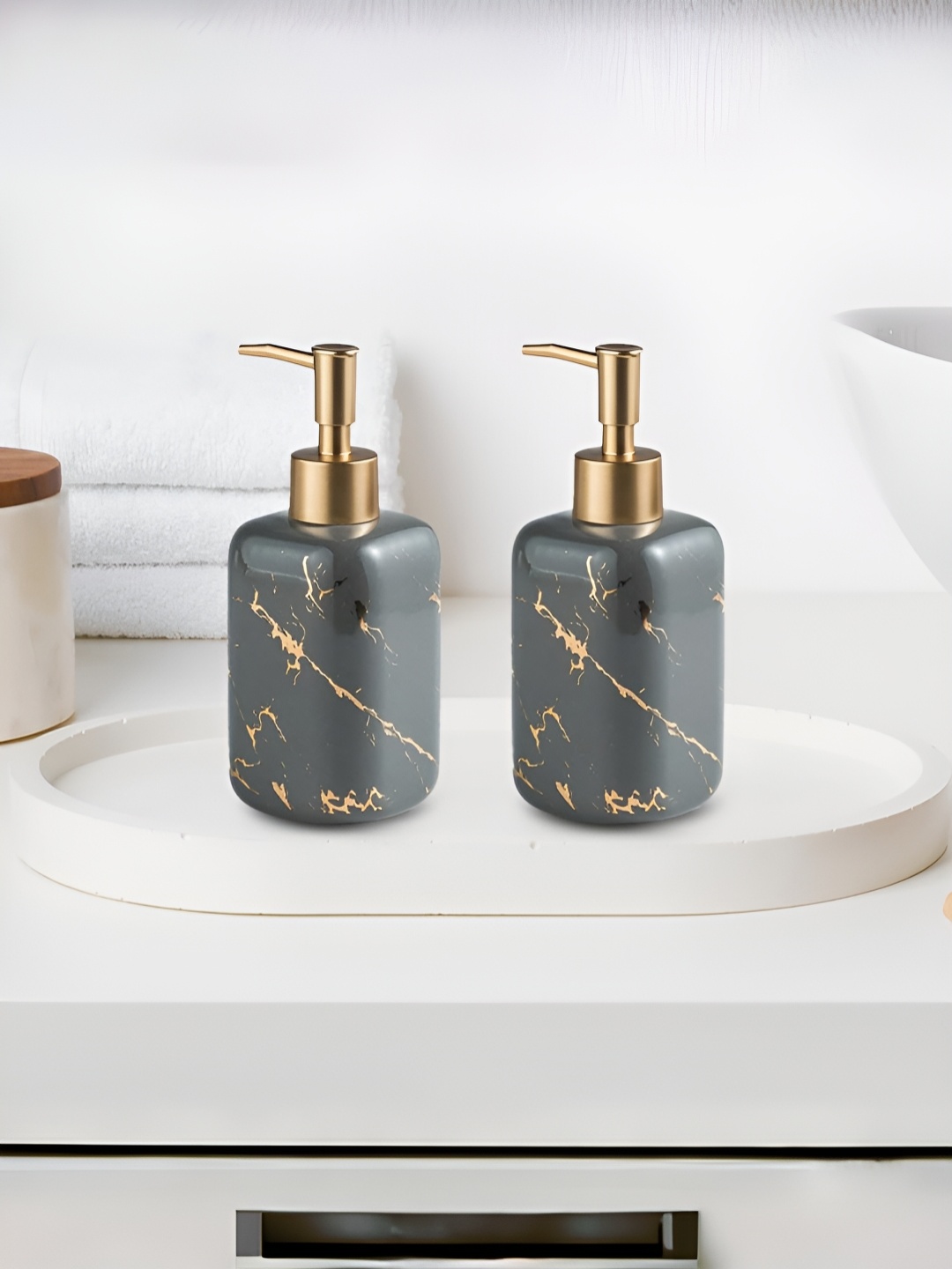 

The Better Home Grey 2 Pcs Ceramic Soap Dispenser 300ml