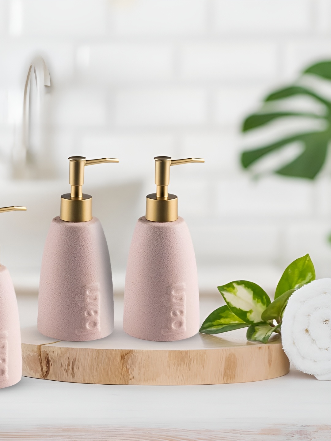 

The Better Home Pink 3 Pcs Ceramic Soap Dispenser 320ml