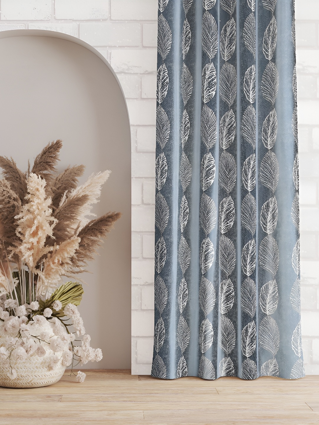 

Galaxy Home Decor Grey Floral Room Darkening Window Curtain