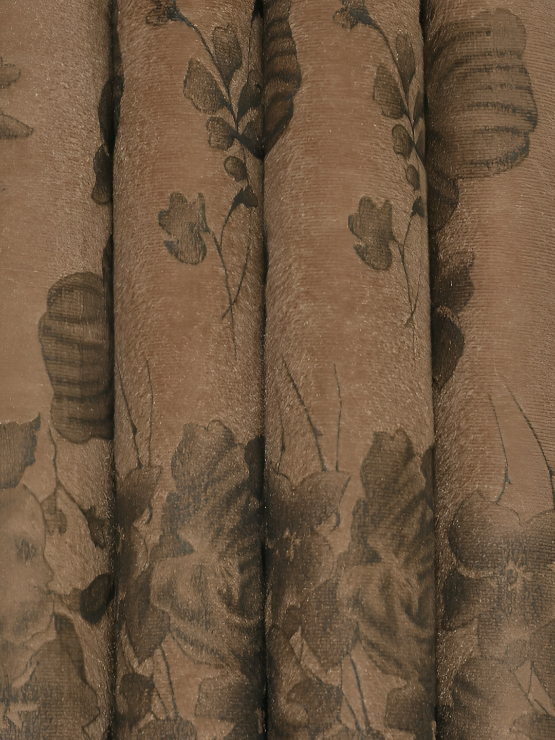 

Galaxy Home Decor Coffee Brown Set of 3 Floral Room Darkening Long Door Curtain