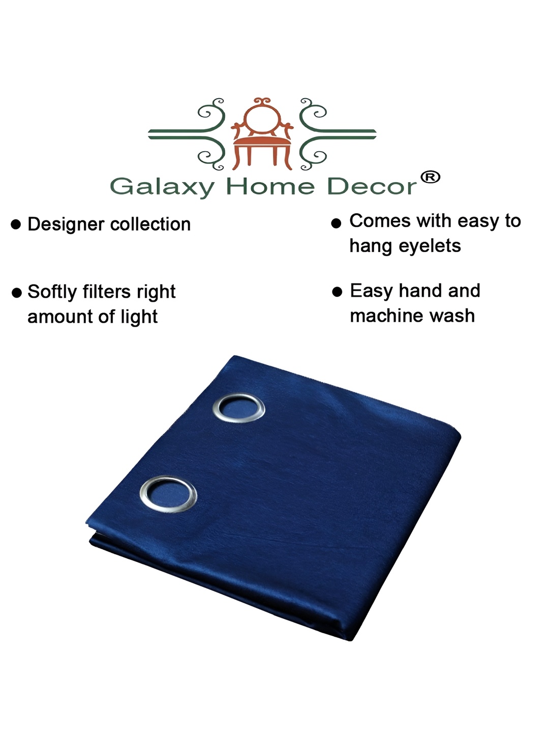 

Galaxy Home Decor Blue & Yellow 2Pcs Eyelet Room Darkening Window Curtains
