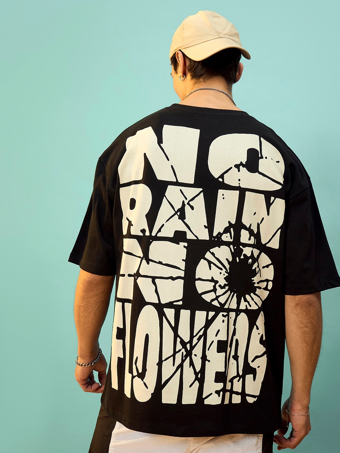 

MASCLN SASSAFRAS Unisex Black Typography Printed Cotton Oversize T-Shirt