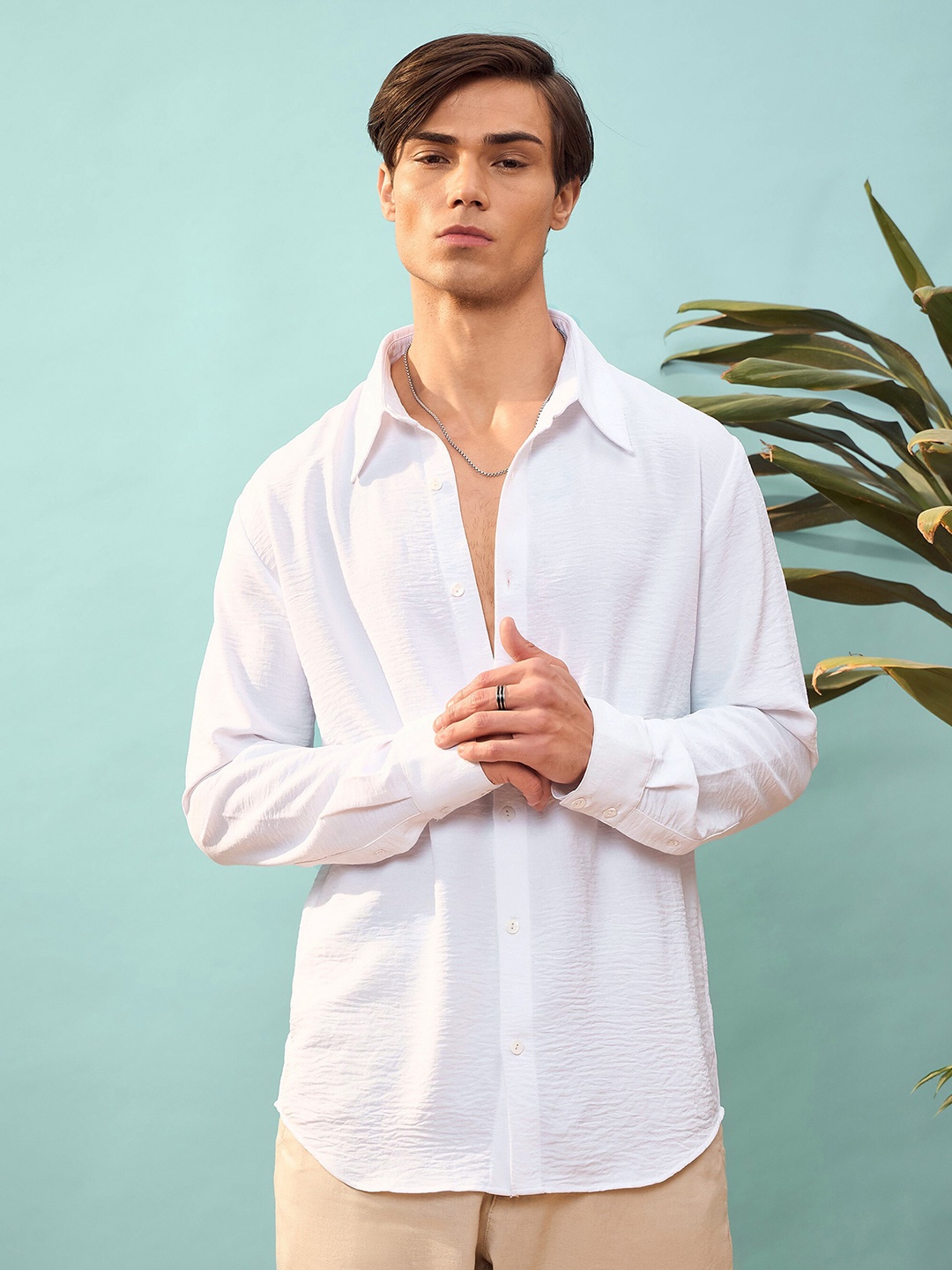 

MASCLN SASSAFRAS Relaxed Opaque Casual Shirt, White
