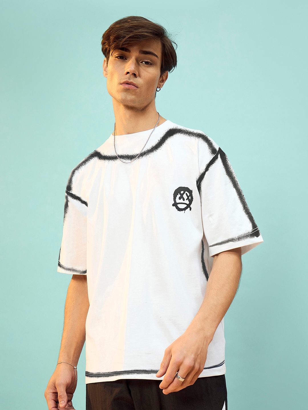 

MASCLN SASSAFRAS Unisex Hooded Applique T-shirt, White
