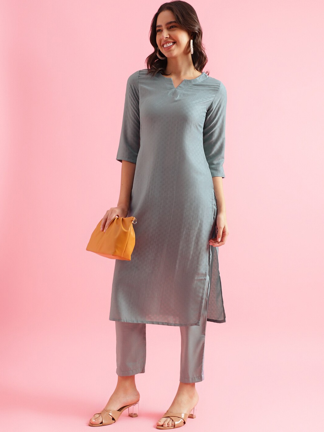 

KALINI Women Regular Kurta with Trousers, Blue