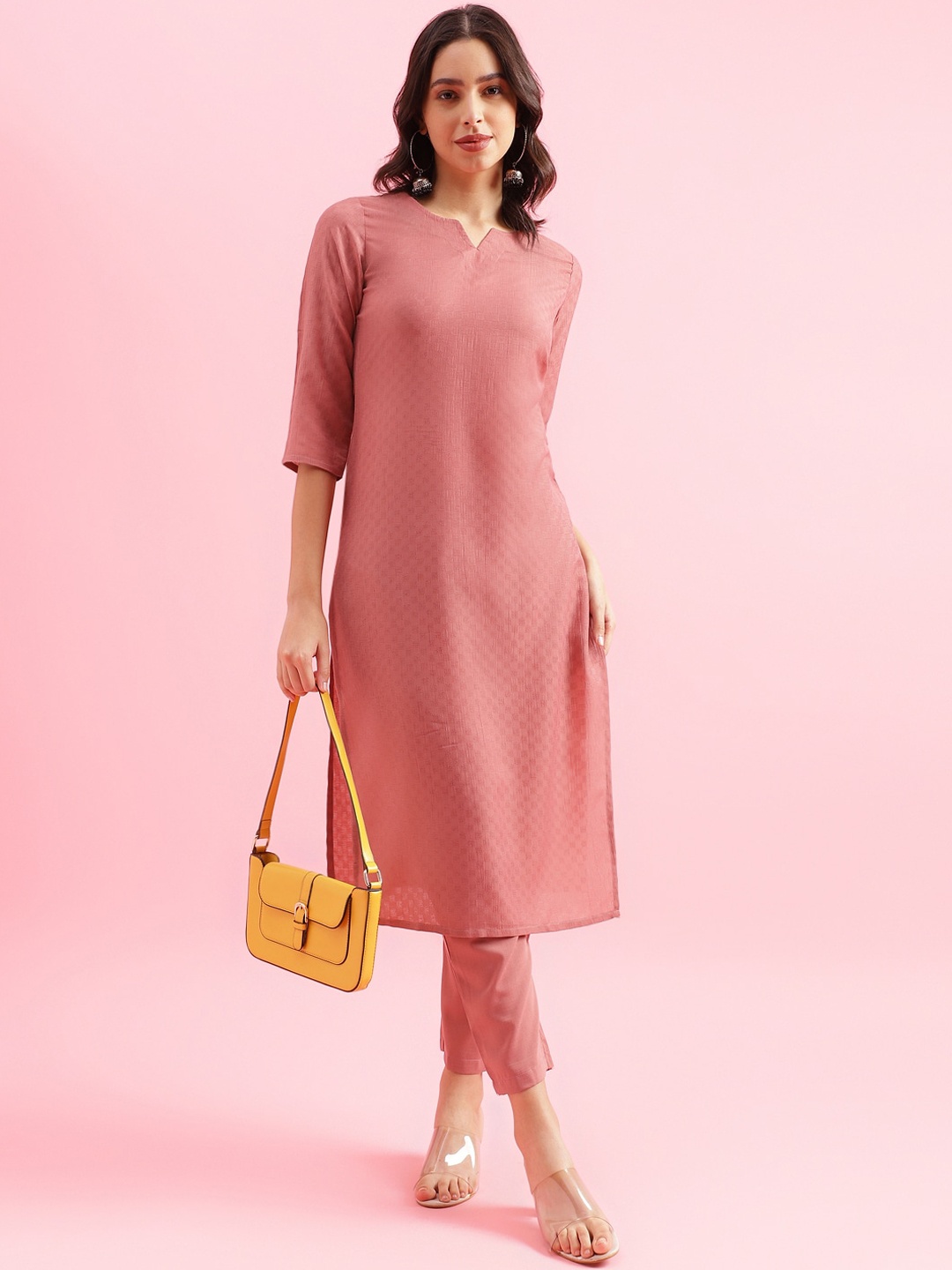 

KALINI Women Regular Kurta with Trousers, Pink