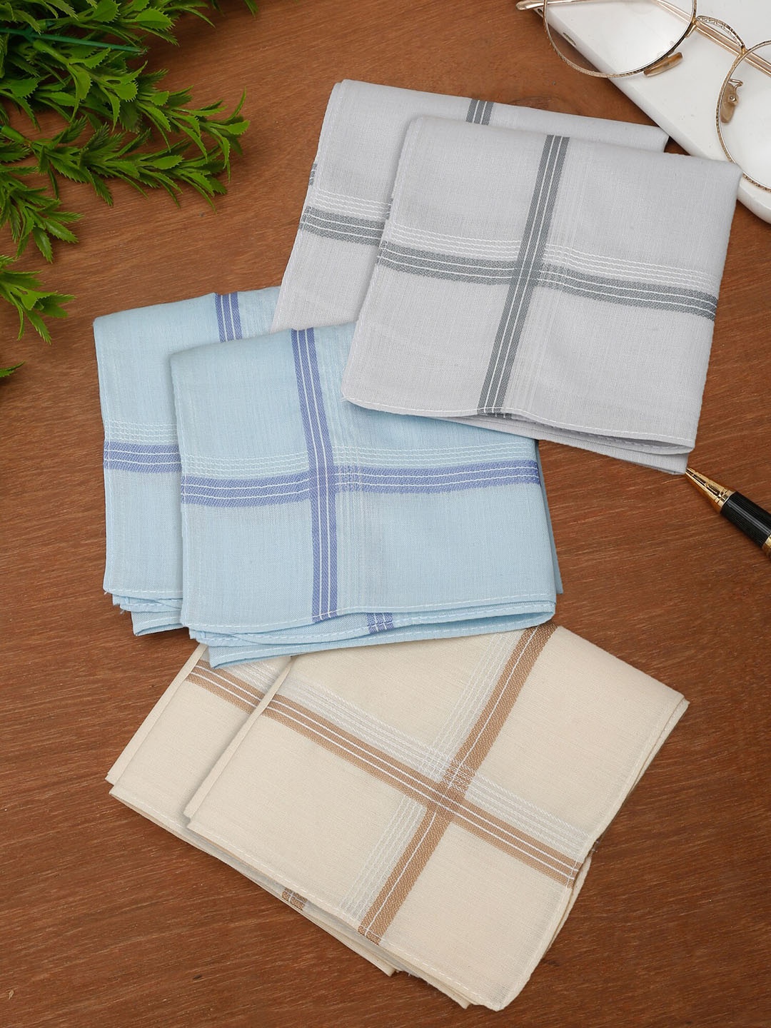 

Cantabil Men Set Of 2 Cotton Handkerchieves, Blue