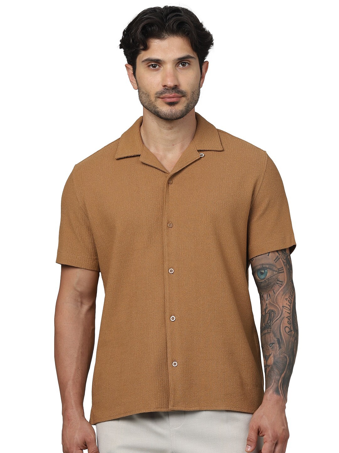 

Celio Classic Spread Collar Long Sleeves Cotton Casual Shirt, Brown