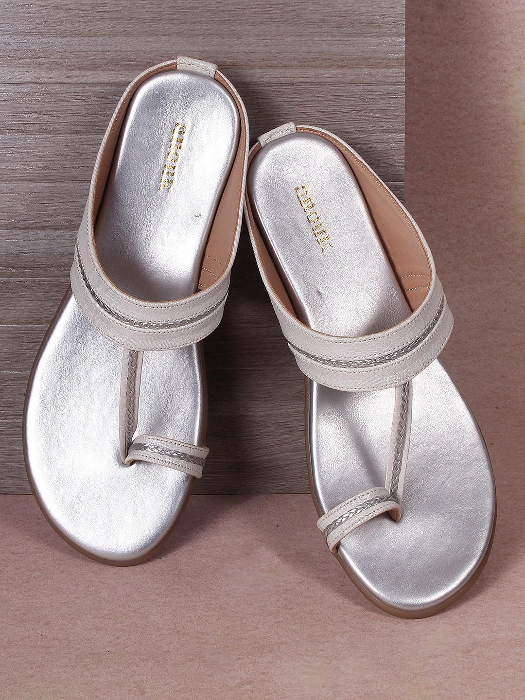 

Anouk Embellished One Toe Flats, Silver