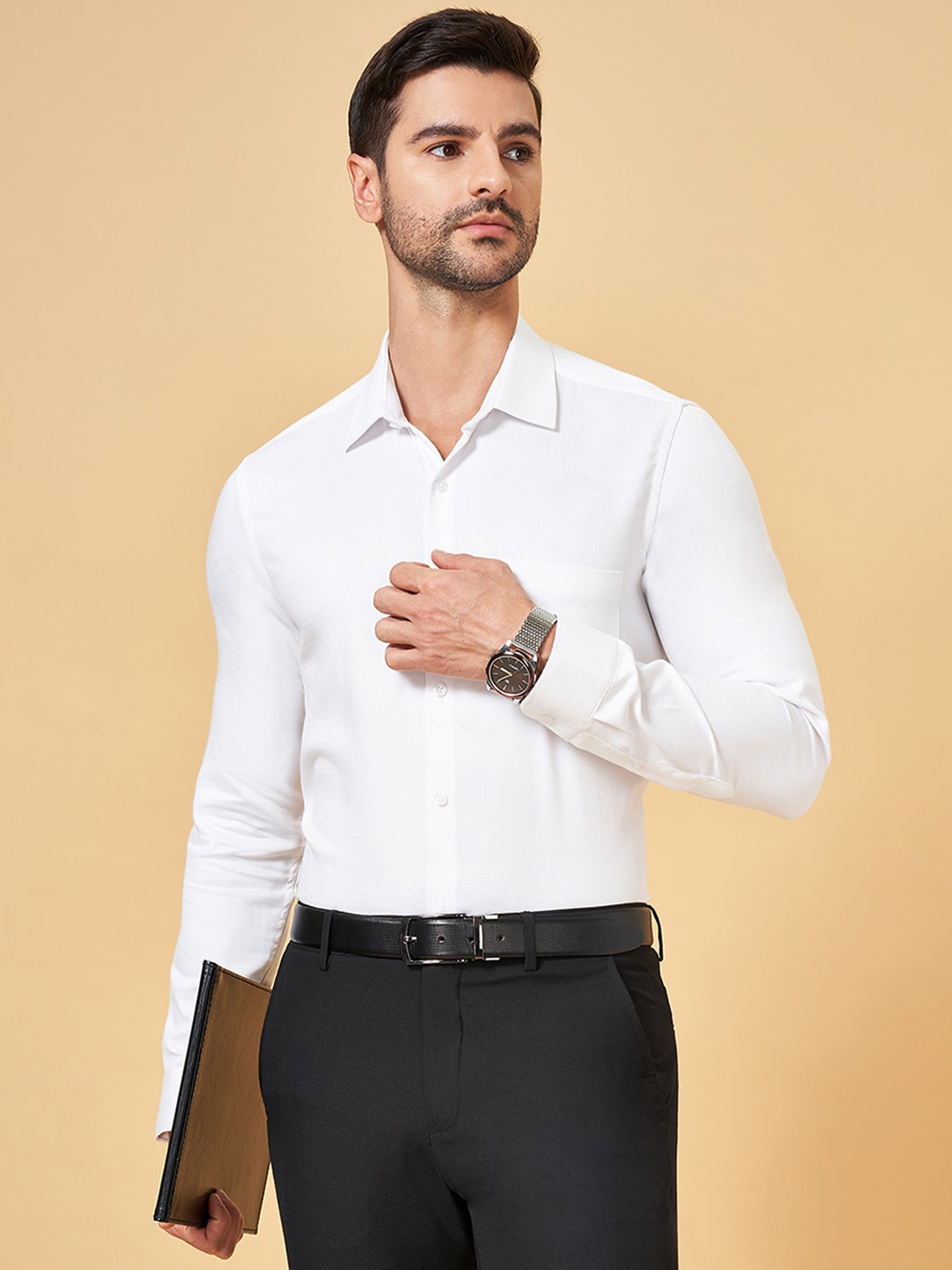 

BYFORD by Pantaloons Slim Fit Opaque Cotton Formal Shirt, White