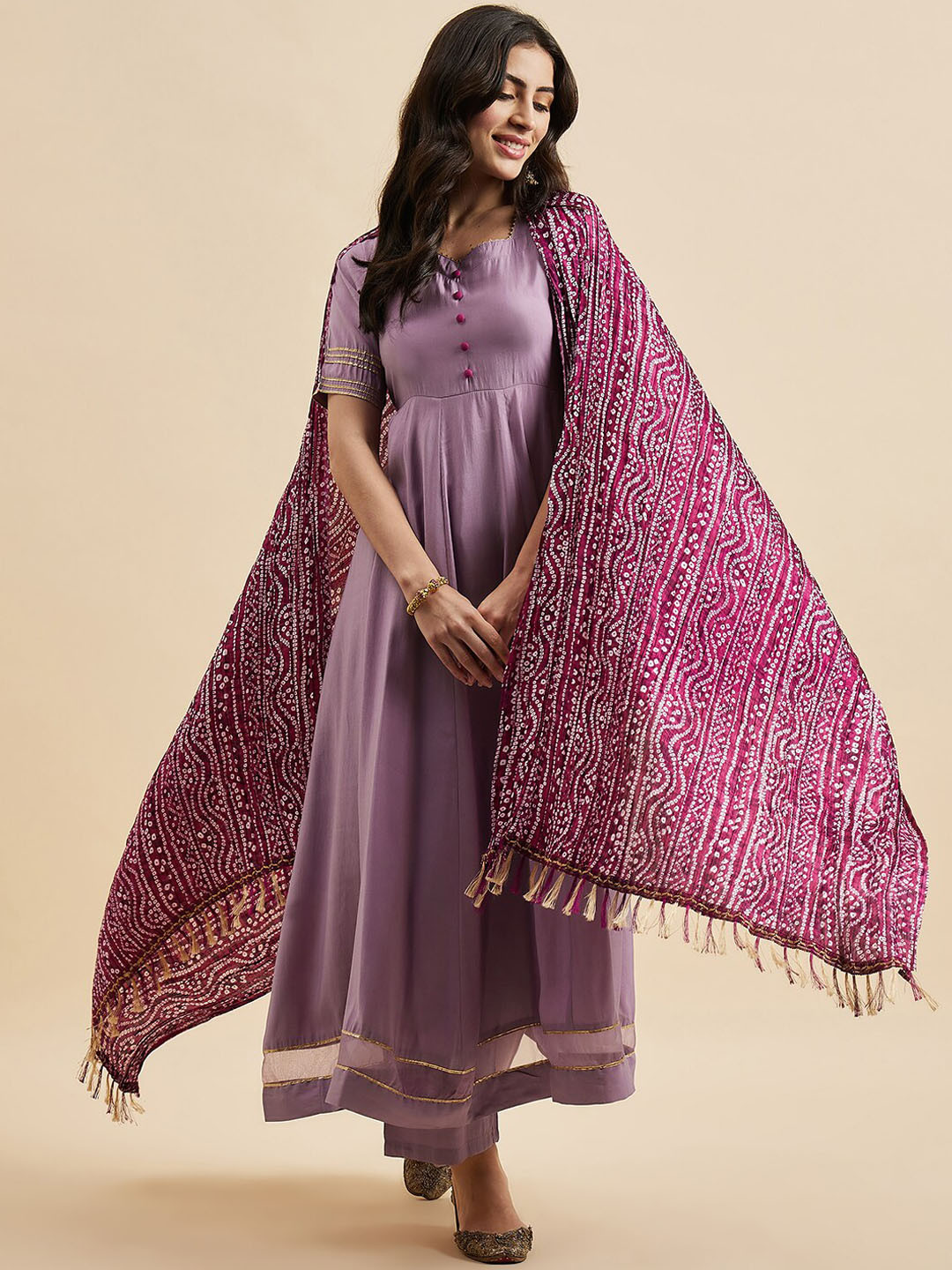 

Azira Women Regular Kurta with Palazzos & With Dupatta, Purple
