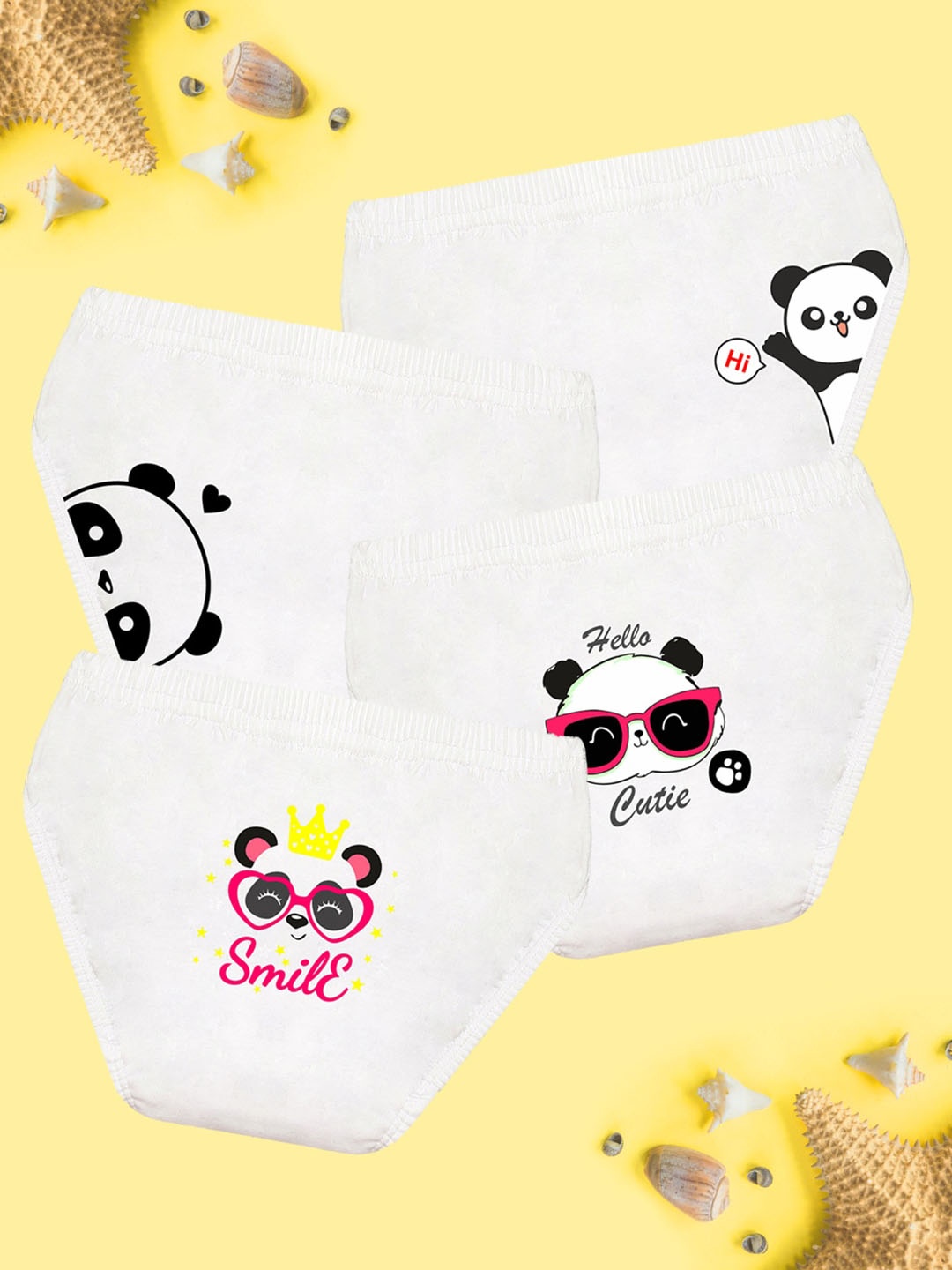 

NUSYL Girls Pack Of 4 Panda Printed Pure Cotton Briefs NUGCBRFPO4.0007, Multi