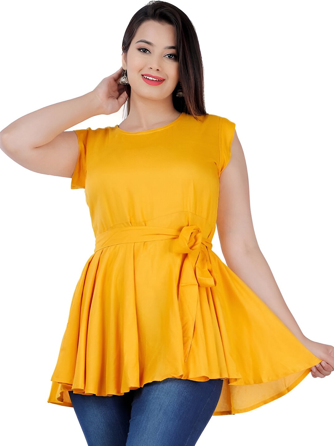 

Fab Star Round Neck short Sleeves Top, Yellow