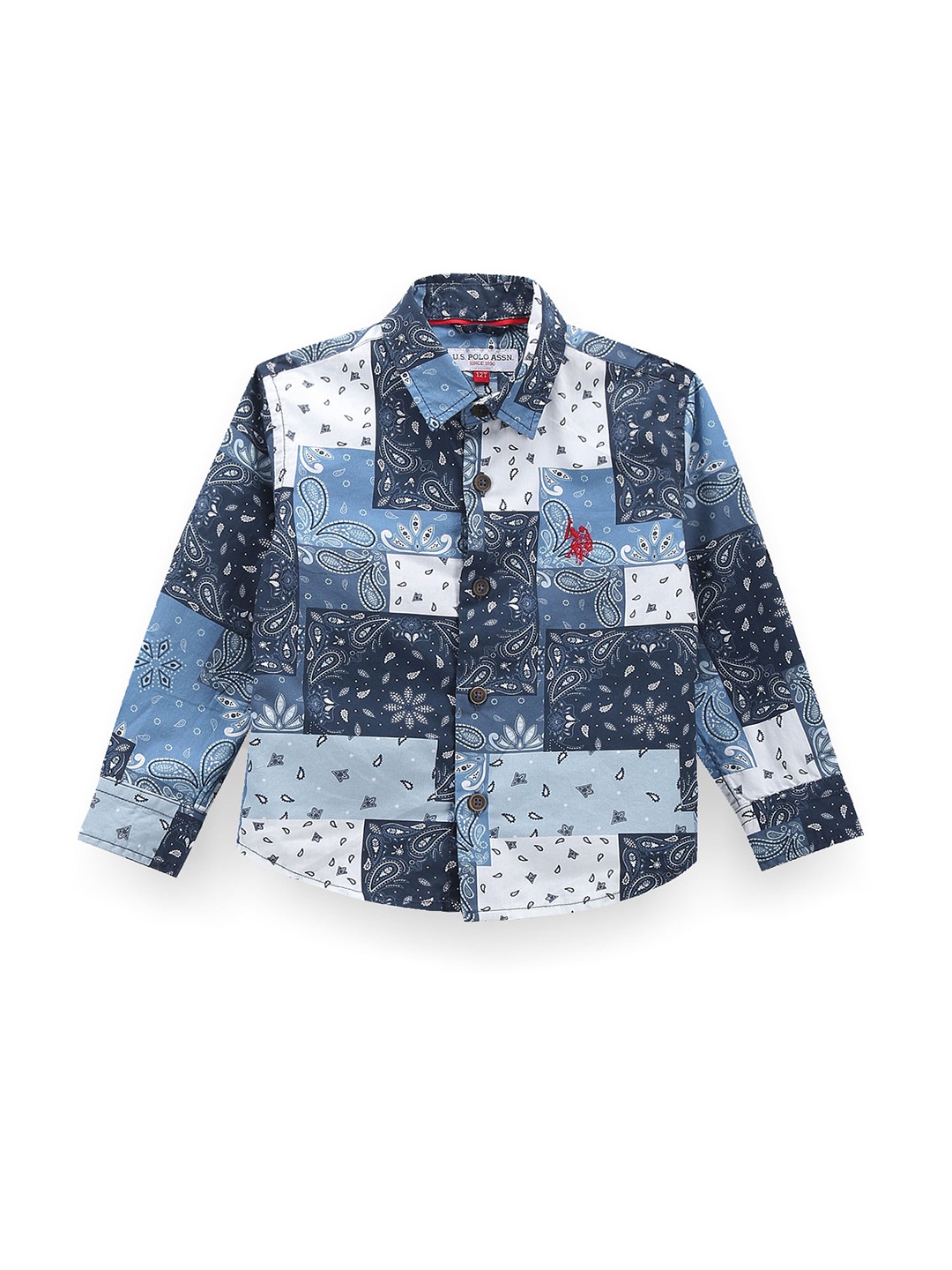 

U.S. Polo Assn. Kids Boys Classic Opaque Printed Casual Shirt, Blue