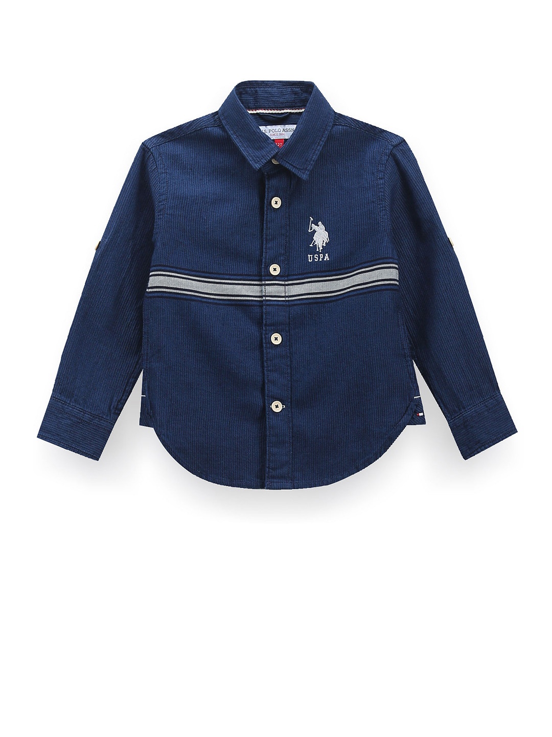 

U.S. Polo Assn. Kids Boys Classic Fit Striped Twill Weave Cotton Casual Shirt, Blue