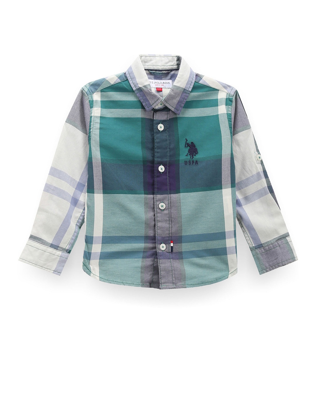 

U.S. Polo Assn. Kids Boys Classic Fit Plaid Check Printed Twill Weave Casual Shirt, Green