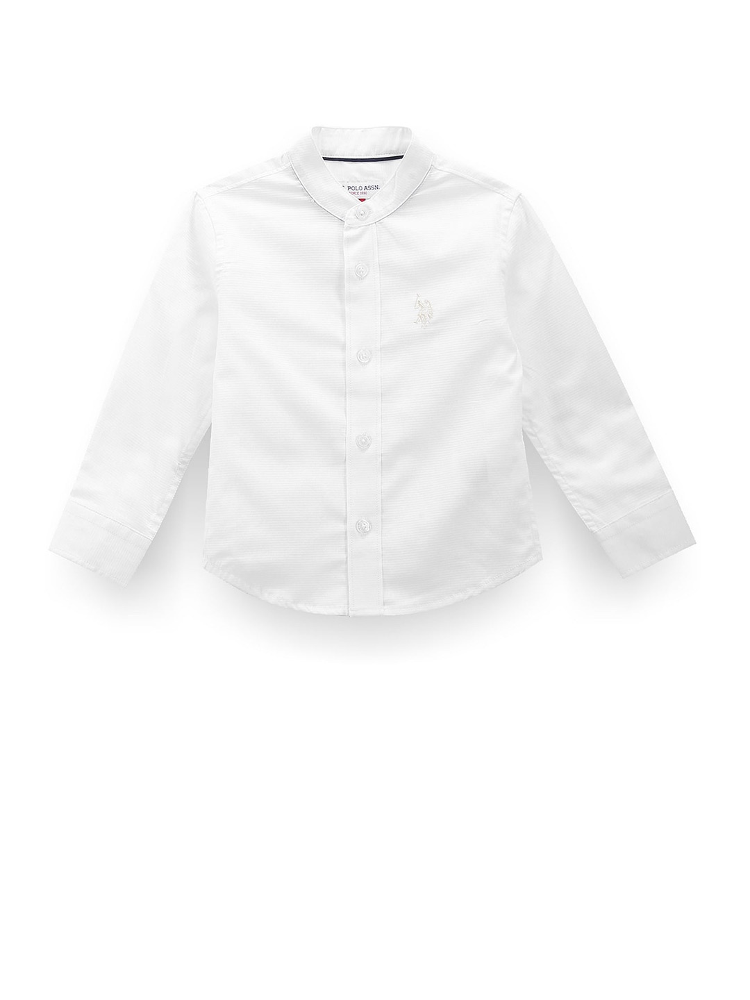 

U.S. Polo Assn. Kids Boys Classic Fit Mandarin Collar Twill Weave Cotton Shirt, White