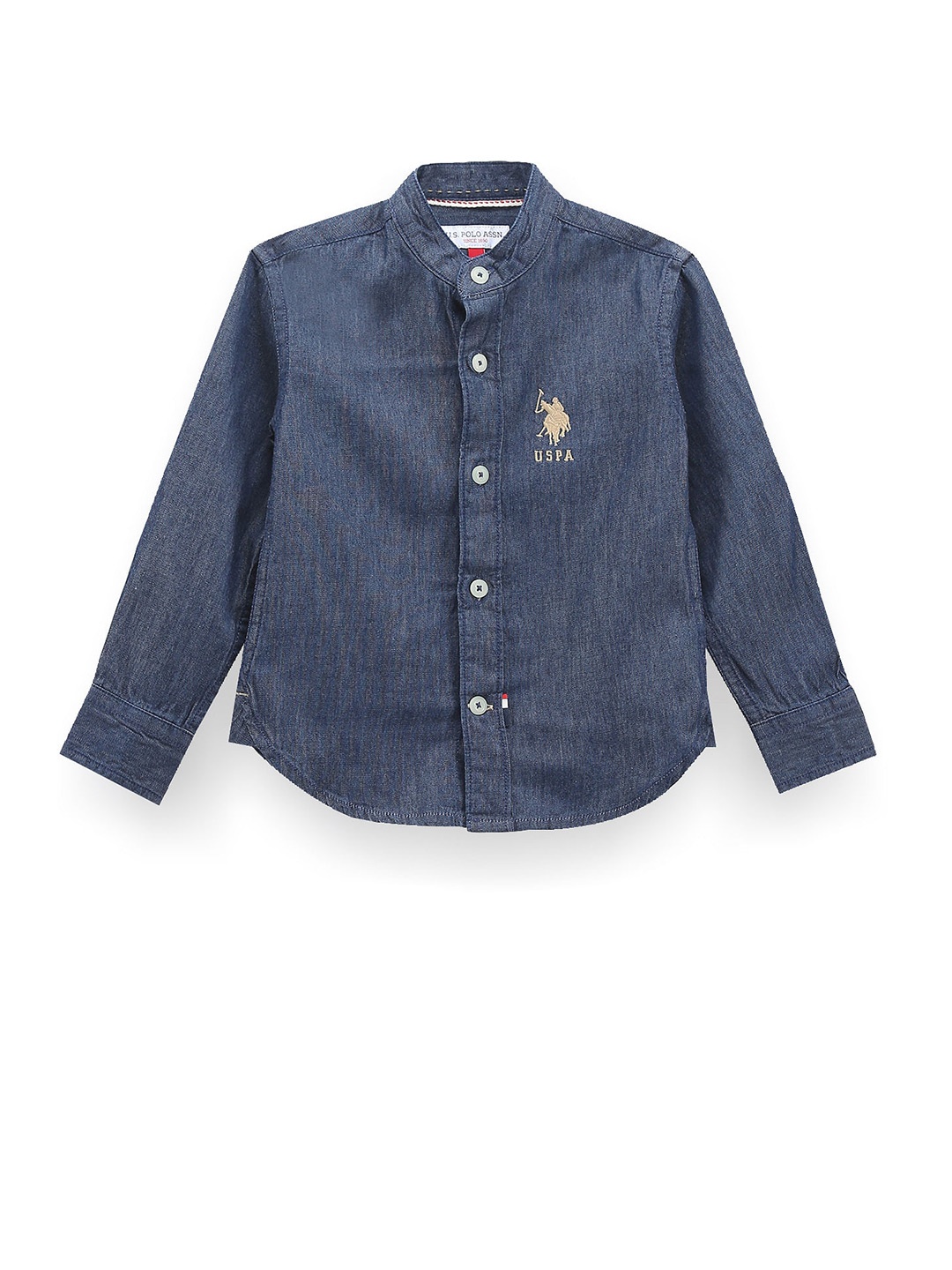 

U.S. Polo Assn. Kids Boys Classic Fit Roll-Up Sleeves Chambray Weave Cotton Casual Shirt, Blue