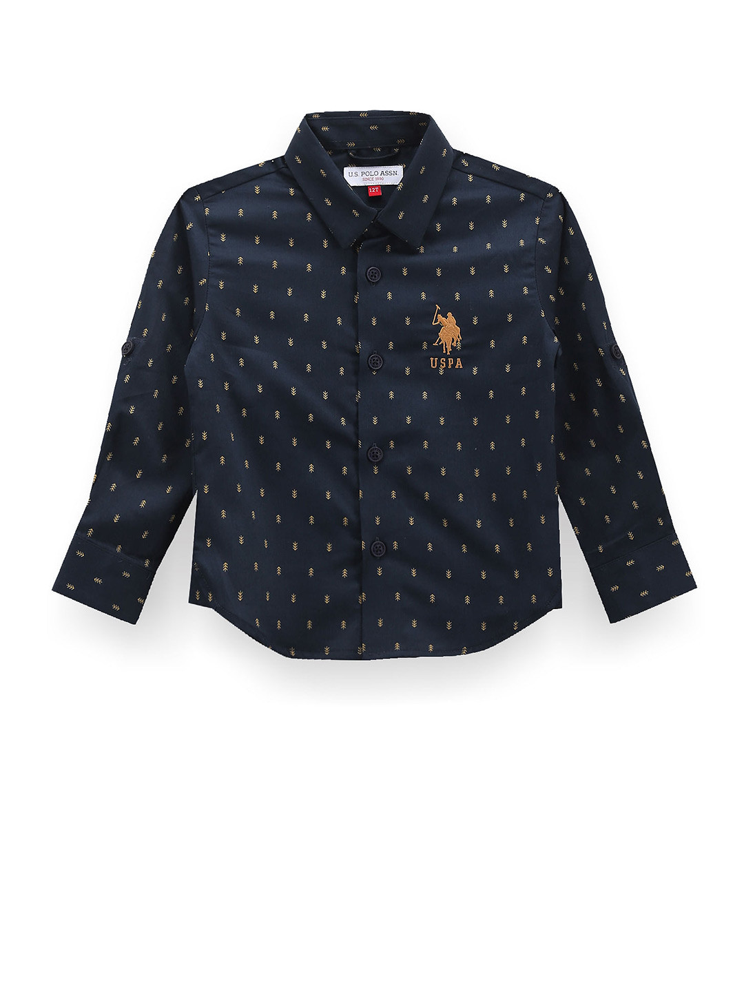 

U.S. Polo Assn. Kids Boys Classic Fit Floral Printed Roll-Up Sleeves Cotton Casual Shirt, Blue