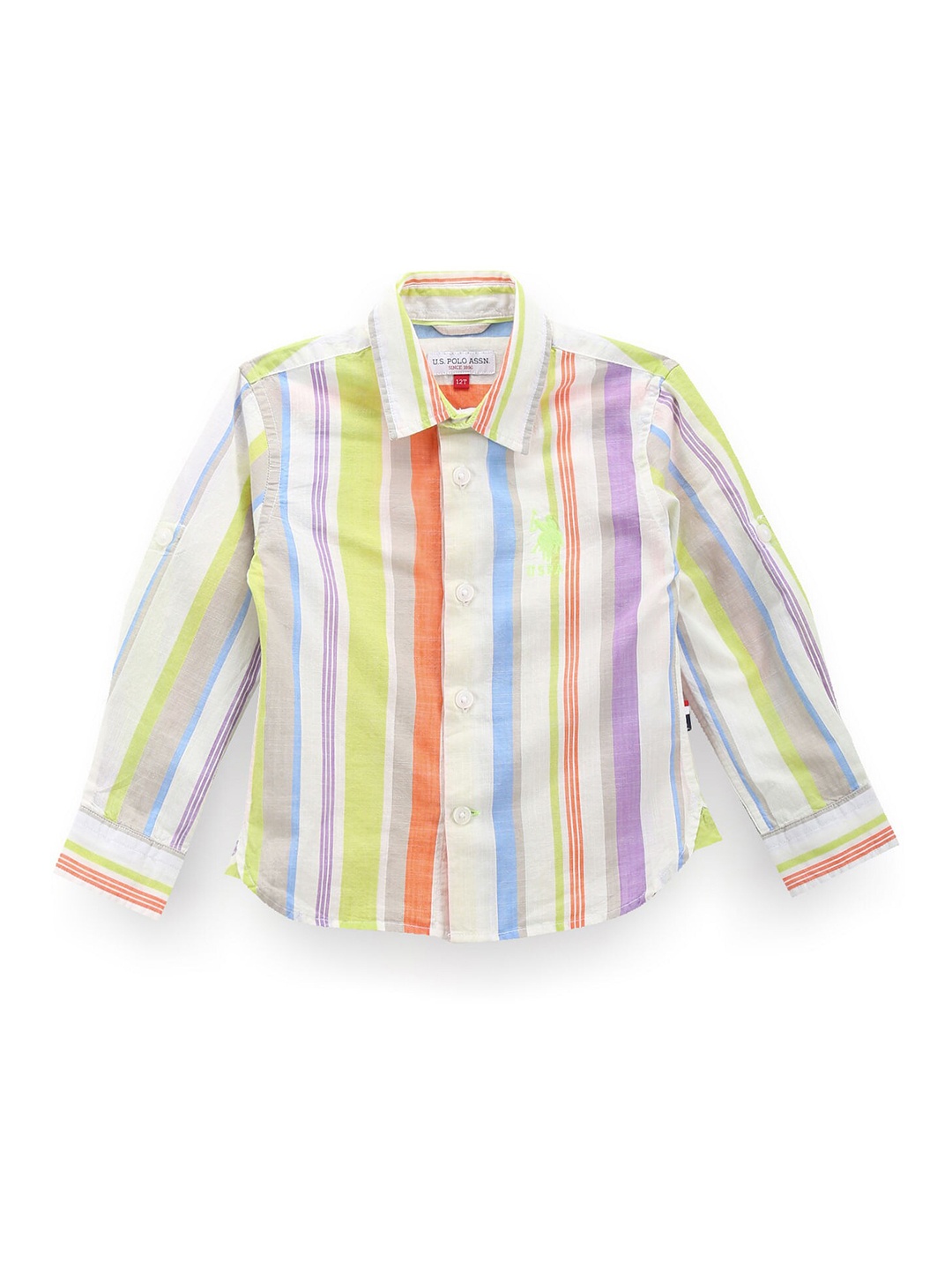 

U.S. Polo Assn. Kids Boys Classic Fit Striped Printed Casual Shirt, White