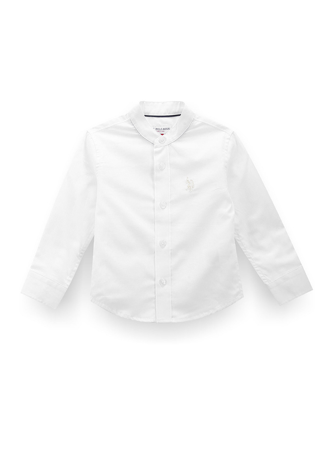 

U.S. Polo Assn. Kids Boys Classic Fit Mandarin Collar Twill Weave Cotton Casual Shirt, White