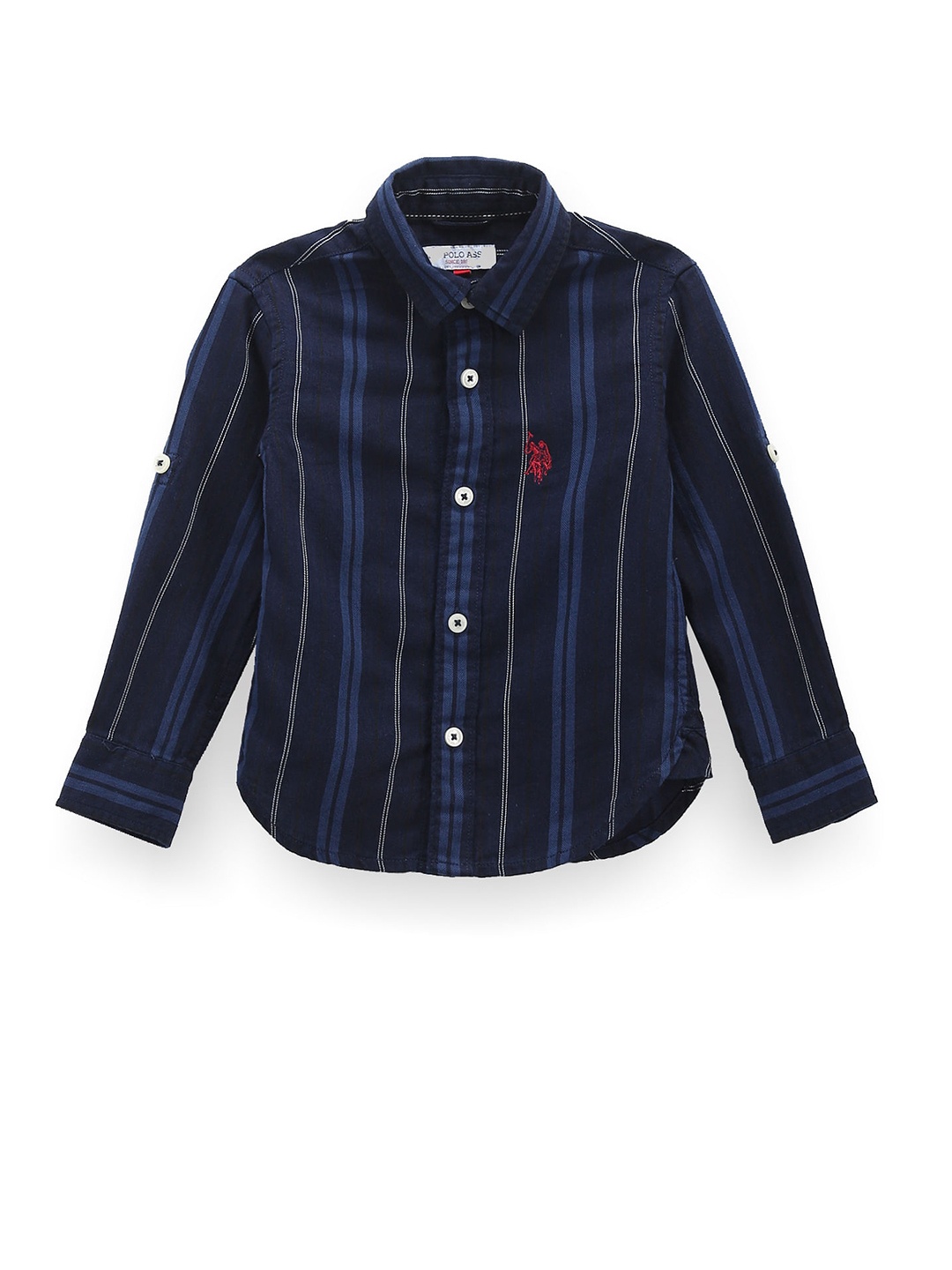 

U.S. Polo Assn. Kids Boys Spread Collar Striped Classic Casual Shirt, Blue