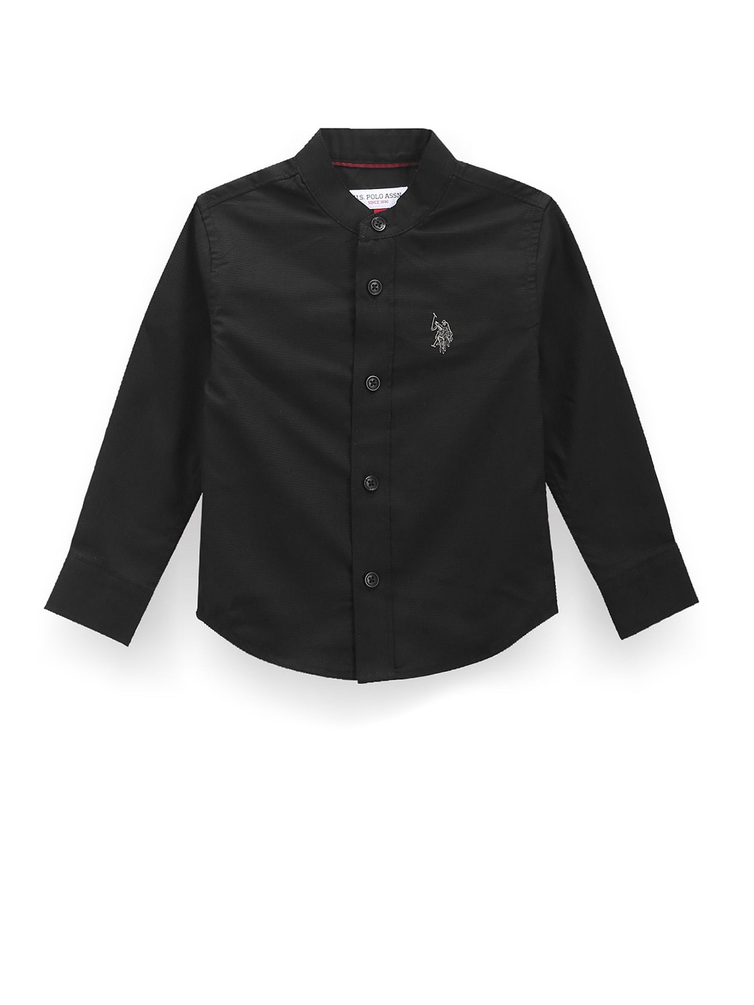 

U.S. Polo Assn. Kids Boys Band Collar Pure Cotton Casual Shirt, Black