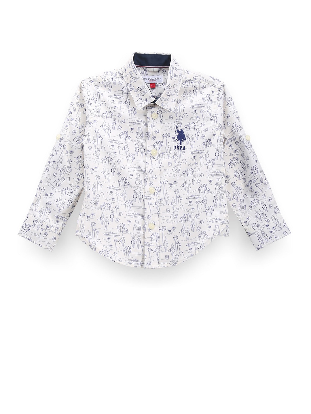 

U.S. Polo Assn. Kids Boys Classic Floral Opaque Printed Casual Shirt, White