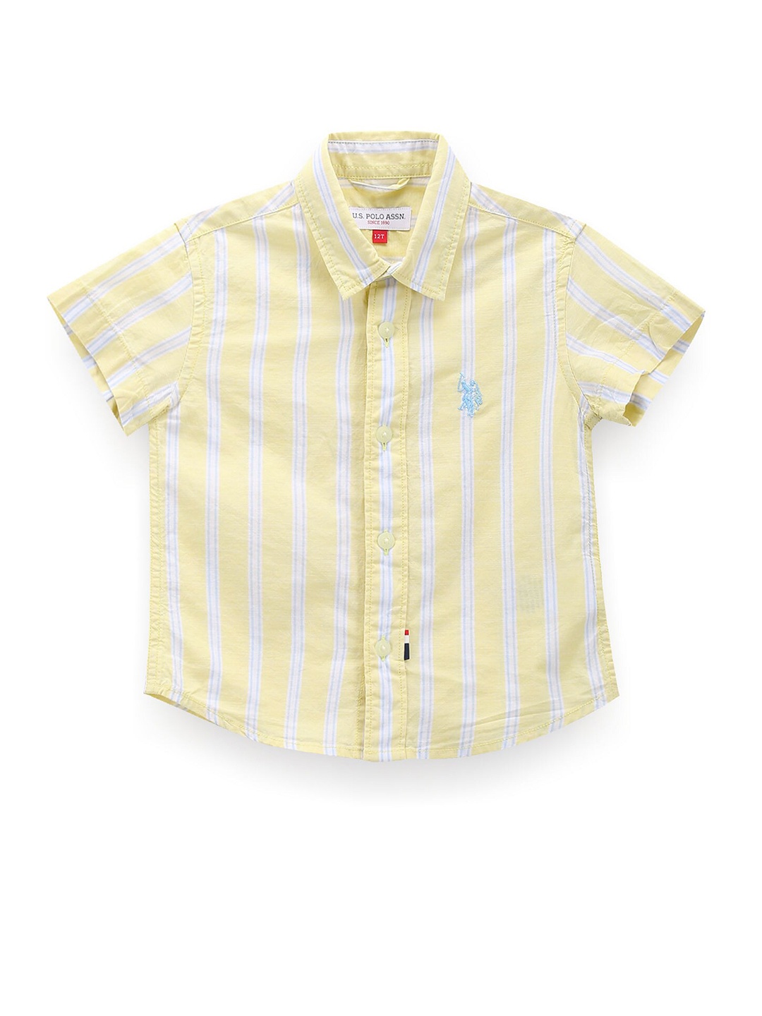 

U.S. Polo Assn. Kids Boys Classic Fit Striped Printed Cotton Casual Shirt, Yellow