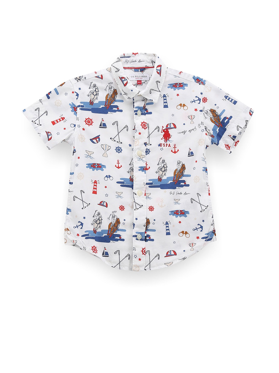 

U.S. Polo Assn. Kids Boys Classic Fit Conversational Printed Casual Shirt, White